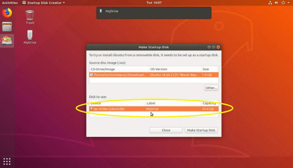 install usb startup disk creator ubuntu
